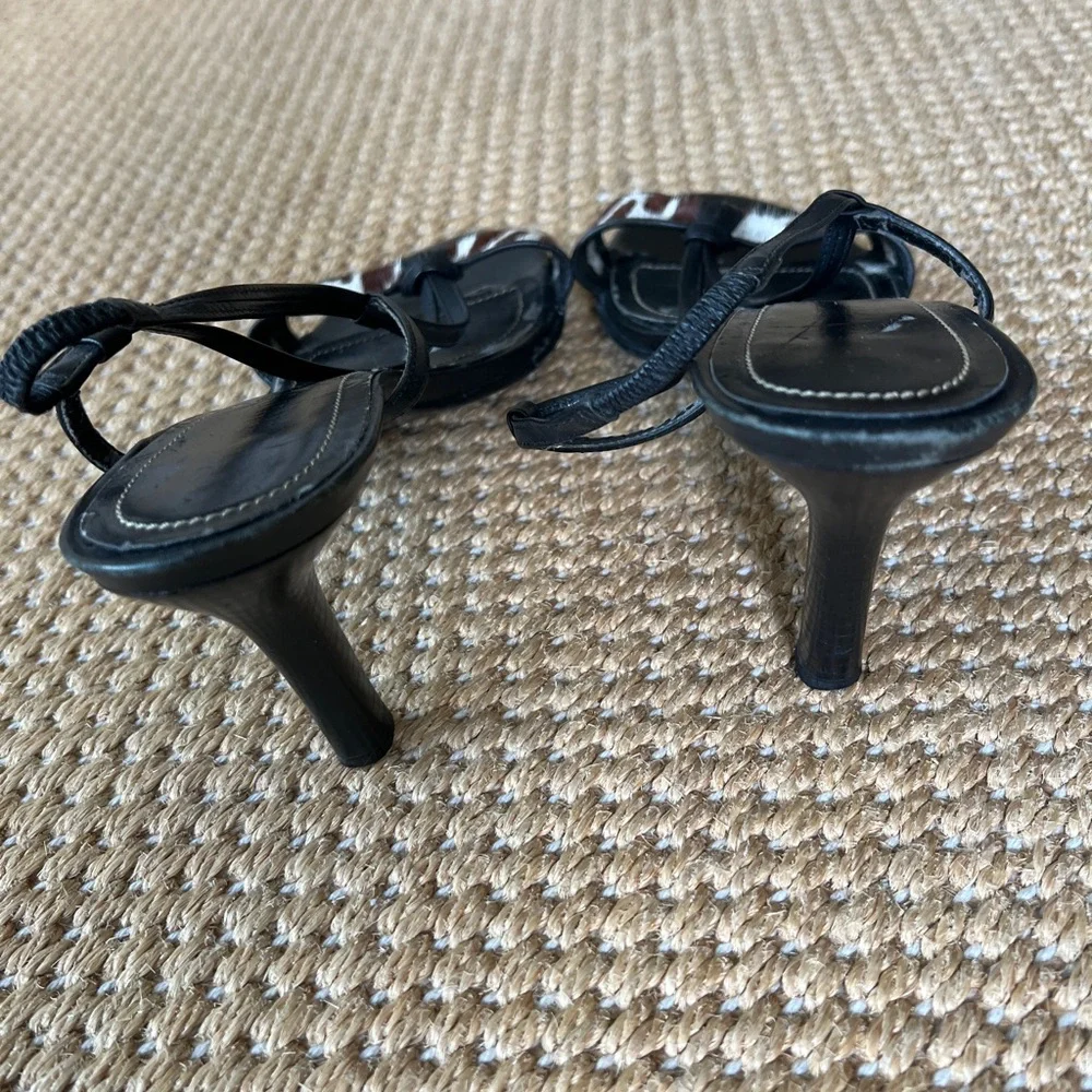 Vintage Ralph Lauren Zebra Ponyhair slingback heeled strappy leather sandals - Picture 5 of 6